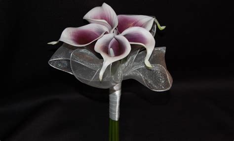 Flower Girl Bouquet 5 Purple And White Picasso Calla Lilies