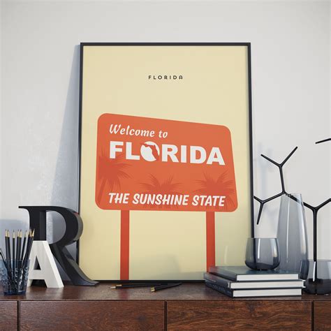 Florida Poster Welcome To Florida Sign Poster Canvas Wall Art