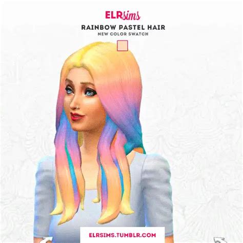 Elr Sims Rainbow Pastel Hairstyle 3 Recolors Sims 4 Hairs