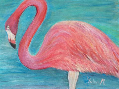 Pink Flamingo Bird Painting By Yuliya Milinska Pixels