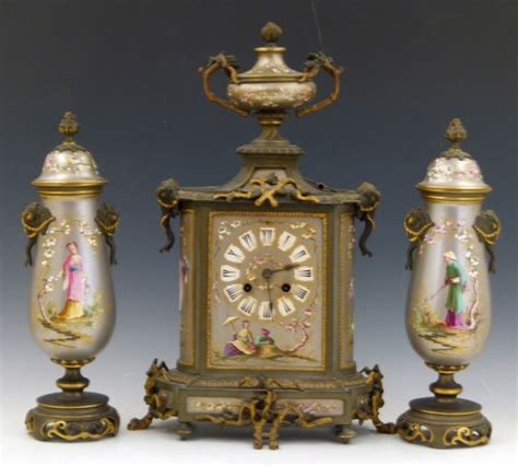 Lot 607 19th Century French Three Piece Clock