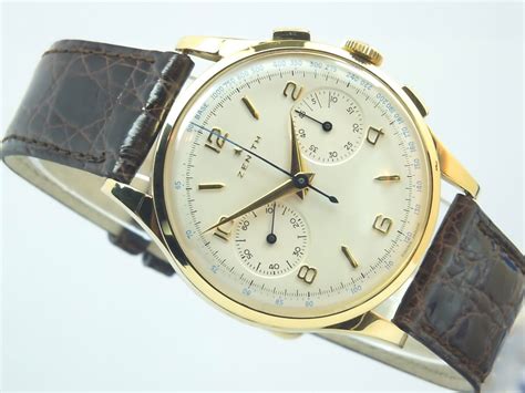 Zenith 18k Swiss Chronograph 1950 Vintage Gold Watches