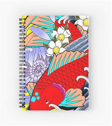 Red Koi And White Cherry Blossoms Spiral Notebook By ColorTime