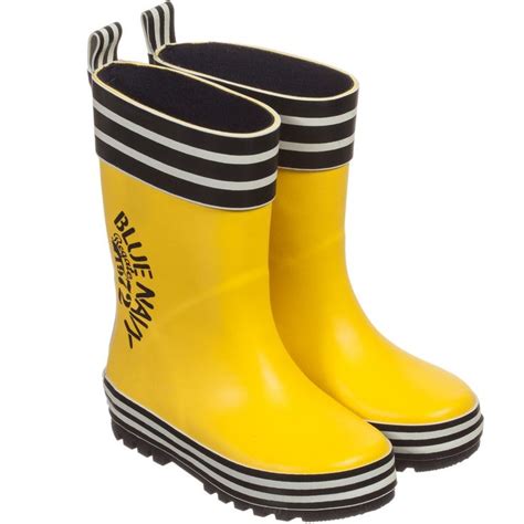 Boys Yellow Striped Wellies Striped Wellies Boys Rain Boots Yellow