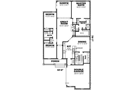 Colonial Style House Plan 4 Beds 3 Baths 2524 Sqft Plan 34 189