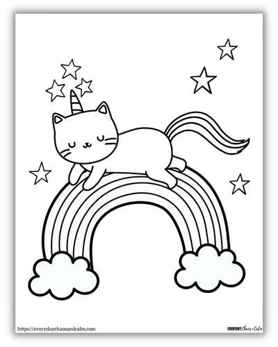 Unicorn Cat Coloring Pages Free Printable Pdf Download