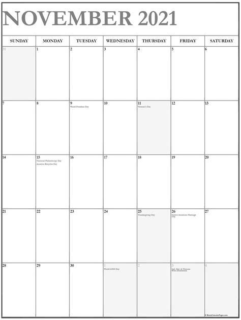 November 2021 Calendar Printable Vertical Printable Word Searches