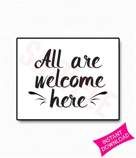 All Are Welcome Here Printable Sign Inclusive Sign For Cafe Etsy