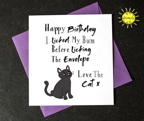 Birthday Card From Black Cat Birthday Card From The Cat Etsy