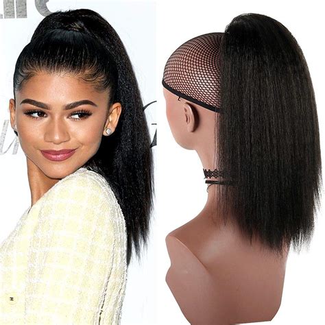 Drawstring Ponytails For Black Women Yaki Kinky Straight Ponytail Hair