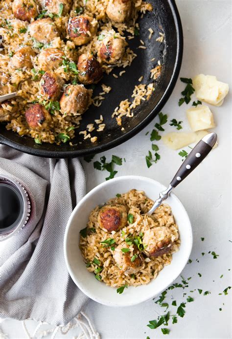 Healthy Turkey Meatballs And Rice One Skillet Recipe Howe We Live