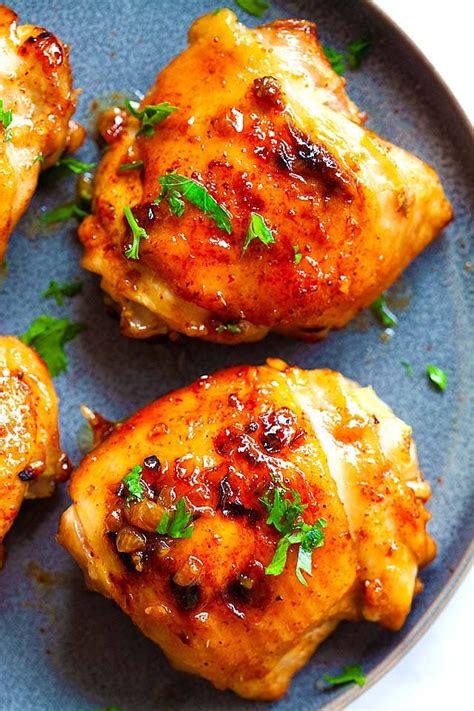 Preheat your oven to 400 degrees and bake the chicken until its internal temperature reaches. Chicken Thigh Recipes - Baked Chicken Thighs - Rasa Malaysia