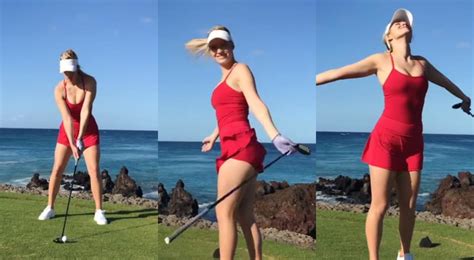 world s hottest golfer suffers wardrobe fail in thigh high skirt as insta vid goes wrong