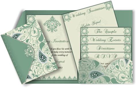 Pocket Style Indian Wedding Invitation Card Design Multi Card Wedding