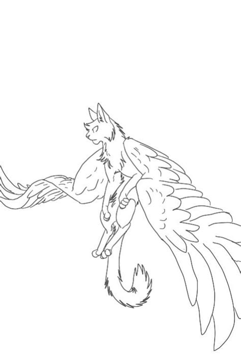 Winged Cat Lineart By Cheanna On Deviantart