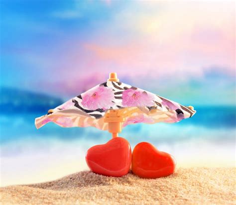 Two Hearts On The Summer Beach Stock Photo Image Of Beach Rest 64246378
