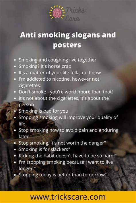 287 great anti smoking slogans and taglines trickscare