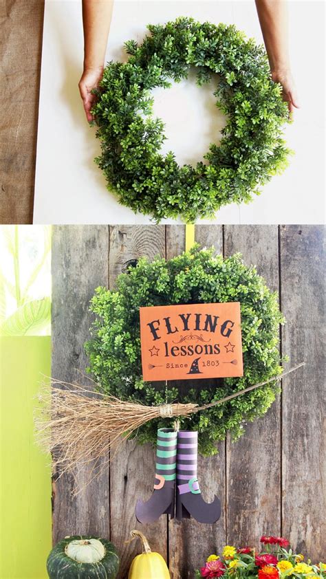 Flying Witch Diy Halloween Wreath Wickedly Easy A Piece Of Rainbow