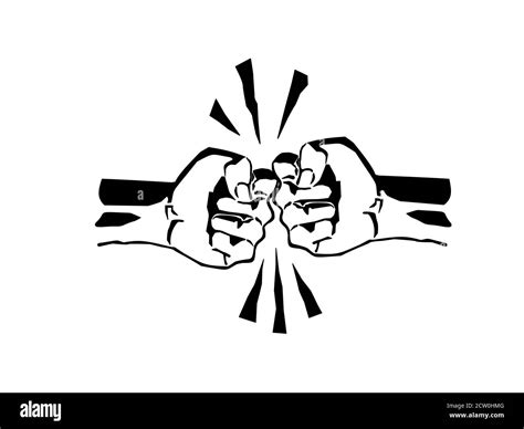 Two Fists Fighting Vector Illustration Conflict Sign Revolution