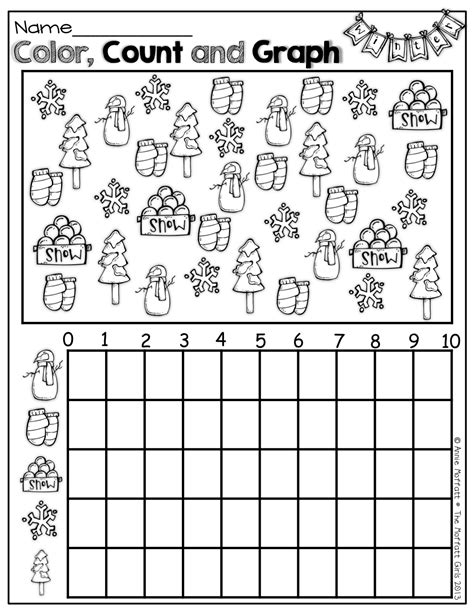free christmas winter graphing worksheet kindergarten