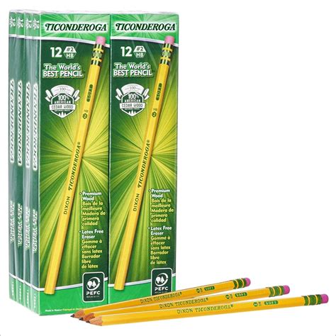 Ticonderoga Pencils Wood Cased Graphite Hb Soft Yellow Pack