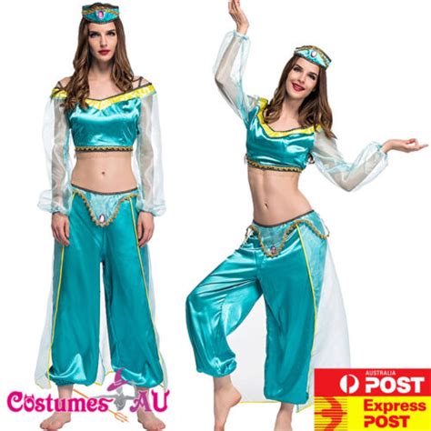 Ladies Arabian Genie Aladdin Costume Womens Book Week Disney Blue Fancy