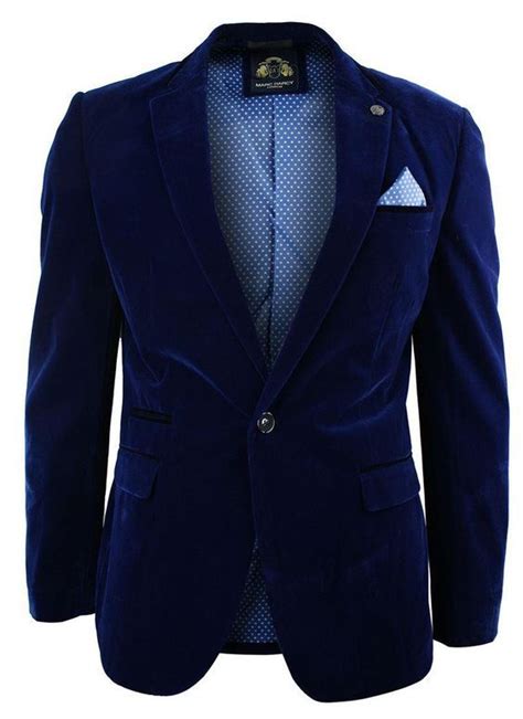 Navy Blue Velvet Fashion Mens Fashion Suits Blue Blazer Jacket Big