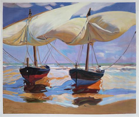 Beached Boats Joaquin Sorolla Y Bastida Hand Painted Oil Etsy