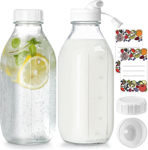 Radiant Day Co Glass Milk Bottle With Extra Lids Set Of