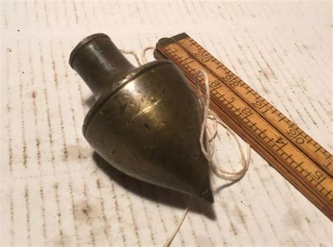 Antique Large Brass Plumb Bob Different Patented Hollow 1 Lb Rare