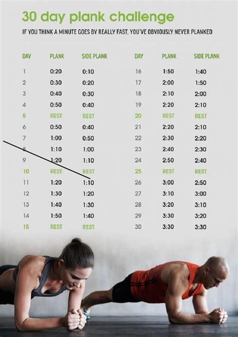 30 Day Plank Challenge Printable