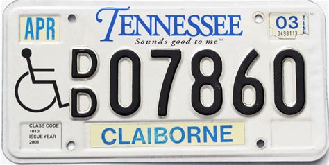 2003 Tennessee Disabled 07860 Authentic Tn License Plates