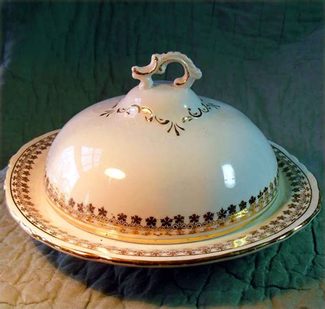Rare Antique Butter Dish With Ice Insert Round With Dome Lid