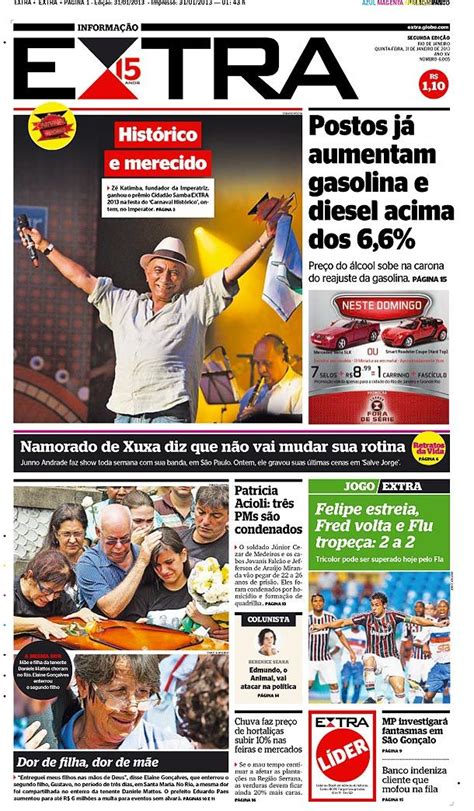 31 01 2013 capas do jornal extra extra online capa jornal jornalismo fundadores