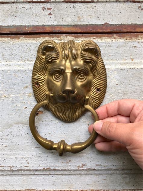 Vintage Solid Brass Lion Door Knocker Lion Door Knocker Lion Etsy