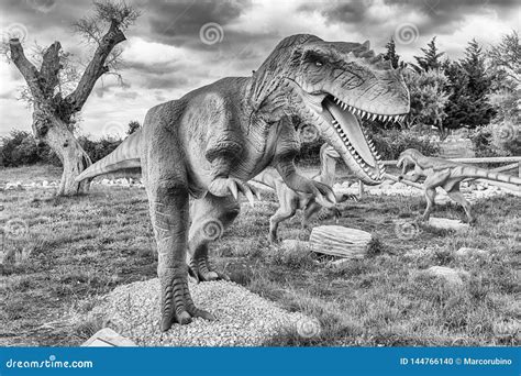Carcharodontosaurus Dinosaur Inside A Dino Park In Southern Italy