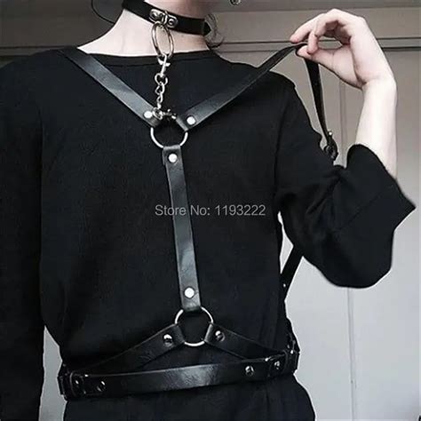 sexy punk gothic 100 handcrafted leather women harness with choker underbust waist body caged
