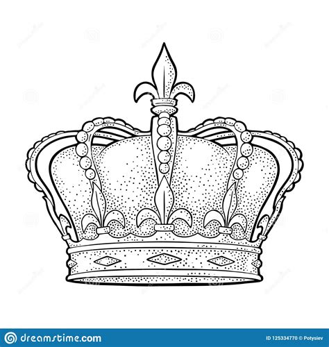 King Crown Engraving Vintage Vector Black Illustration Stock Vector