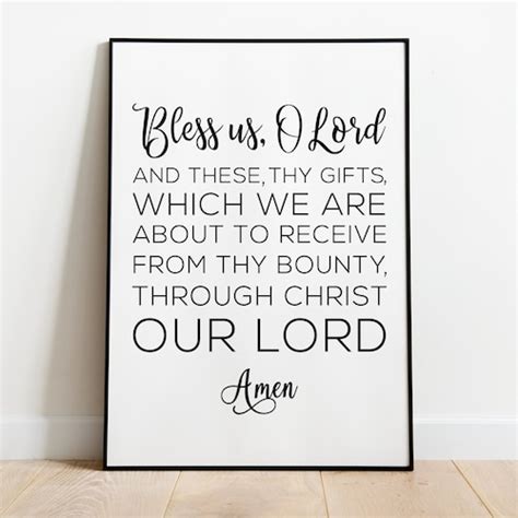 Bless Us O Lord Prayer Printable Wall Art Grace Before Meals Etsy