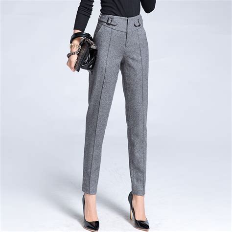2017 Fashion Wool Pencil Pants Trousers Womens Slim Casual Carrot