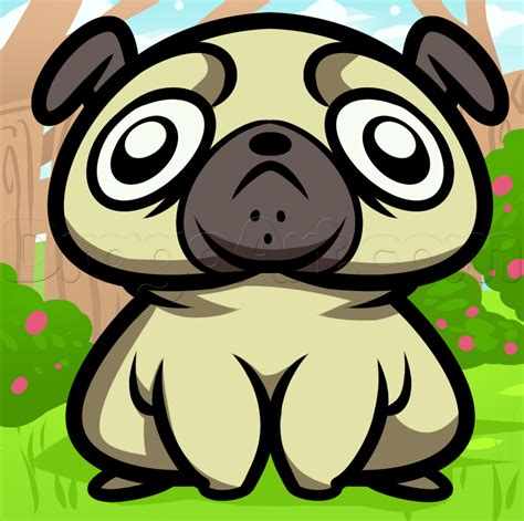 How To Draw A Derpy Pug Step By Step Cartoon Animals Animals Free