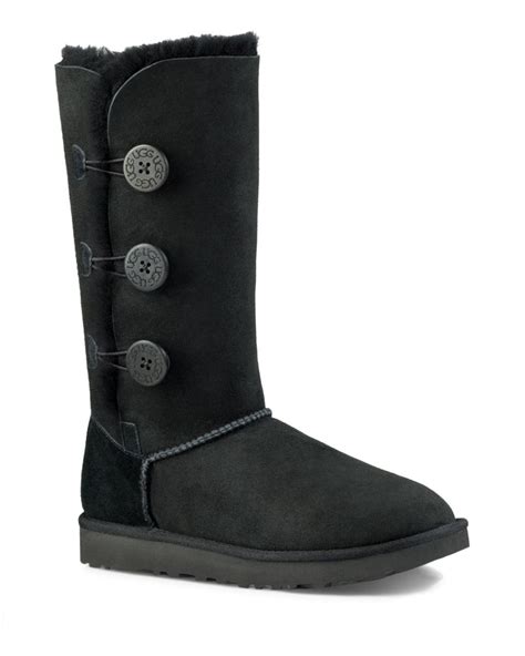 ugg suede bailey button triplet ii in black save 18 lyst