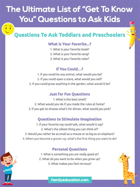 60 Get To Know You Questions To Ask Kids And Free Printable