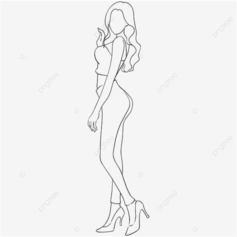 Sexy Beauty Full Body Sideways Lineart Drawing Profile Line Draw Art Png Transparent Clipart