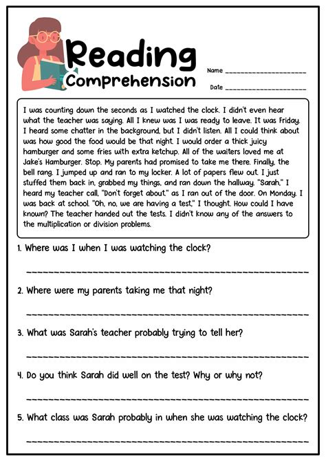 13 Best Images Of Short Story Reading Comprehension Worksheets 1st