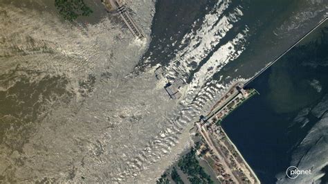 Before And After Satellite Imagery Reveal Extent Of Ukraine Dam