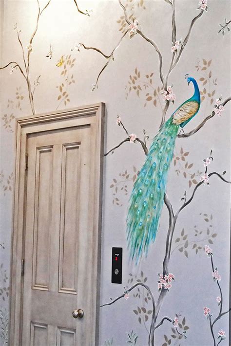 Handpainted Chinoiserie Mural With The Metallic Paint Collection And