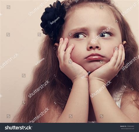Cute Girl Looking Sad Pouted Lips Stock Photo 270020462