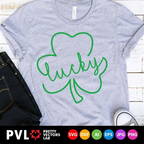 Lucky Shamrock Svg St Patricks Day Cut File Clover Etsy