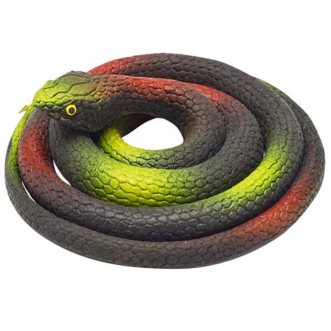 Guvpev Large Realistic Rubber Snakes Halloween Scary Toy Fake Black